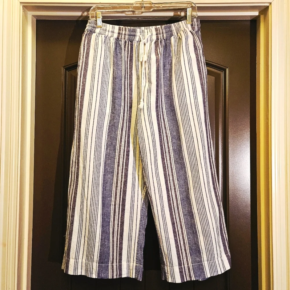 Beachlunchlounge Blue and White Striped Joggers Size Small